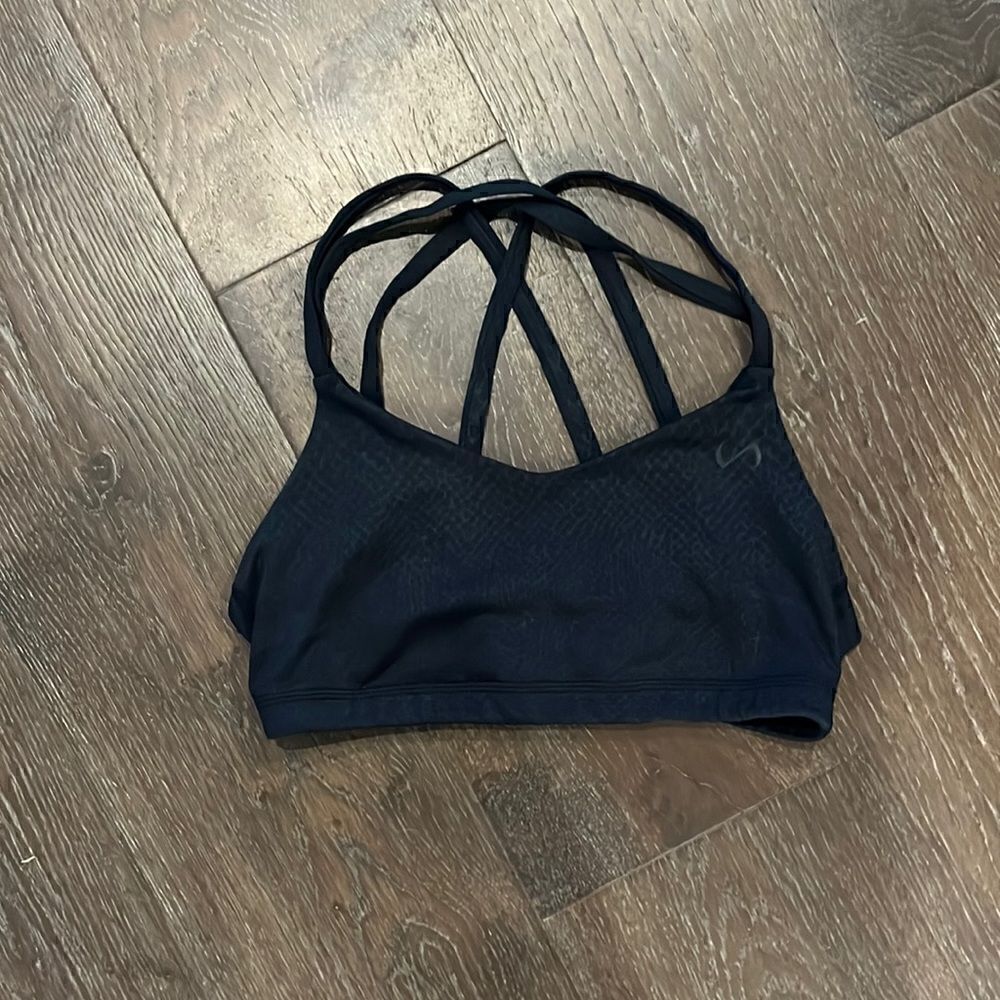 Strappy black sports bra 